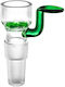 Bol de sticlă pentru bong cu mâner, ecran de sticlă, verde, dimensiune dublă SG14/19