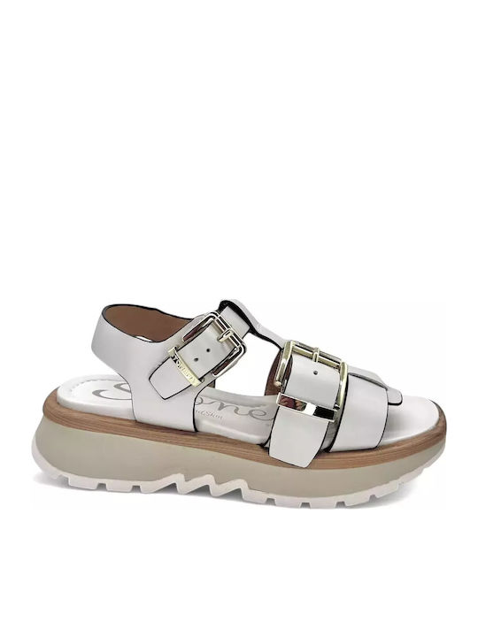Stonefly Leder Flache Sandalen für Damen in Wei...