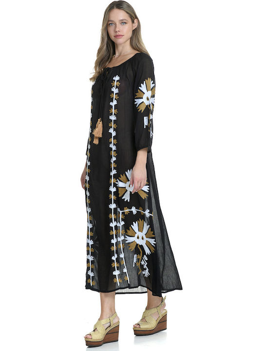 MiandMi Women's Maxi Caftan Beachwear Black