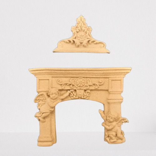 Wooden Carved Decorative Fireplace Set of 2 Pieces 6.8cm x 8.8cm