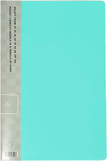 Clipboard Flexible with 30 plastic sleeves Slides for Paper A4 Turquoise 1pcs