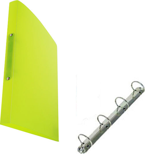 PP Folder 4 Rings 23x32x2.3cm 11 Yellow Semi-transparent