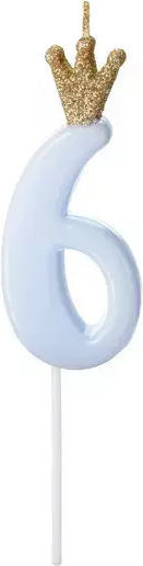 Light Blue Crown Candle No. 6, 9.5cm