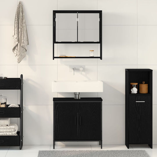 vidaXL Waschtisch Waschtisch ohne Waschbecken, mit Spiegel & Säule Black Oak