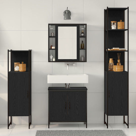 vidaXL Blat Blat fără Lavoar, cu Oglindă & Coloană Black Oak