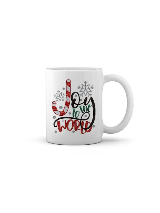 Weihnachtlicher Keramikbecher mit Joy-Design 1 Stück