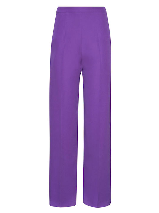 Damen Hoch tailliert Stoff Hose Lila