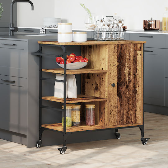 vidaXL Τρόλεϊ Κουζίνας Ξύλινο 4 Θέσεων Καφέ 84.5x38.5x87.5cm