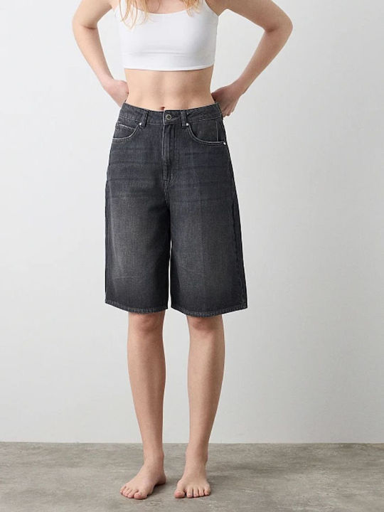 Damen Bermuda Jean Black Denim