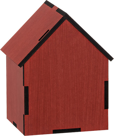 Dekoratives Rotes Holzhaus 12x10x16cm M10547b-3