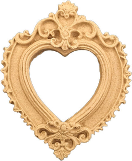 Ramă decorativă sculptată din lemn, inimă, 6cm x 5cm