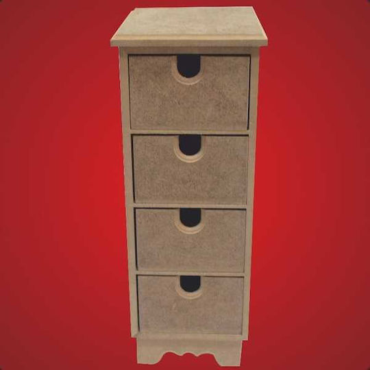 Holz-Schubladeneinheit 4 Schubladen 11x14x30 cm Artebella