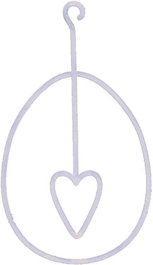 Ornament de Paște din metal Ou alb cu inimă 441011-1120 B 11x6cm