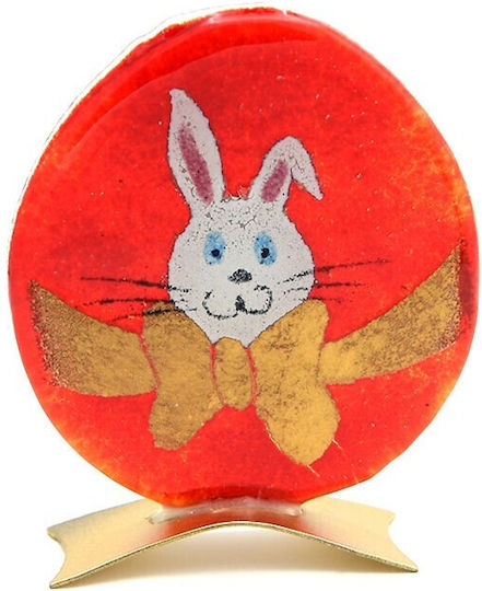 Handmade Glass Easter Egg "Kallisti" Bunny with Metal Base 12cm