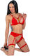 Seila Rotes Set BH + String XXL XXXL