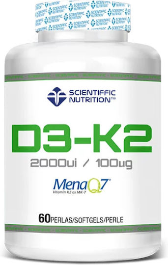 Scientiffic Nutrition D3-k2 Βιταμίνη για Ενίσχυση του Ανοσοποιητικού & την Υγεία των Οστών 2000iu 60 μαλακές κάψουλες