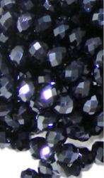 Șirag de mărgele din sticlă cristal, aproximativ 100 bucăți, 6mm, culoare negru-albastru, negru pistol