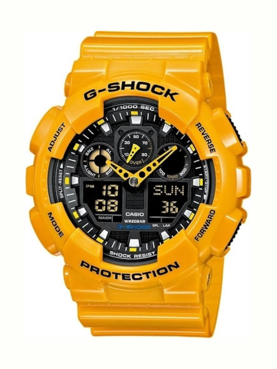 Casio G-shock Дигитален Мъжки Часовник На Батерия С Жълт Каучуков Каишка