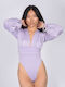 Bodysuit Σούρες Στους Ώμους Λιλά