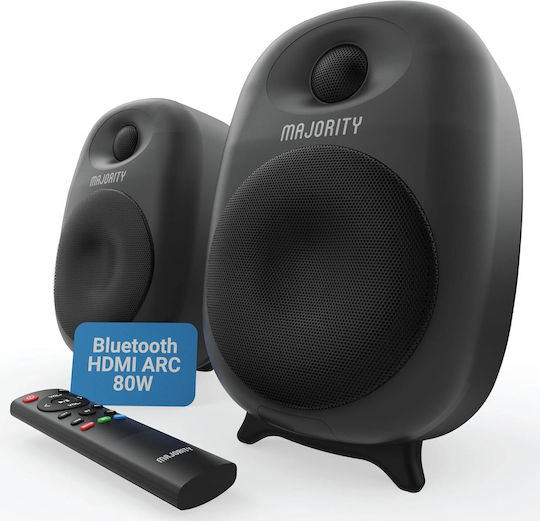 Majority D80X Αυτοενισχυόμενα Ηχεία με Bluetooth 80W (Ζεύγος) Μαύρα