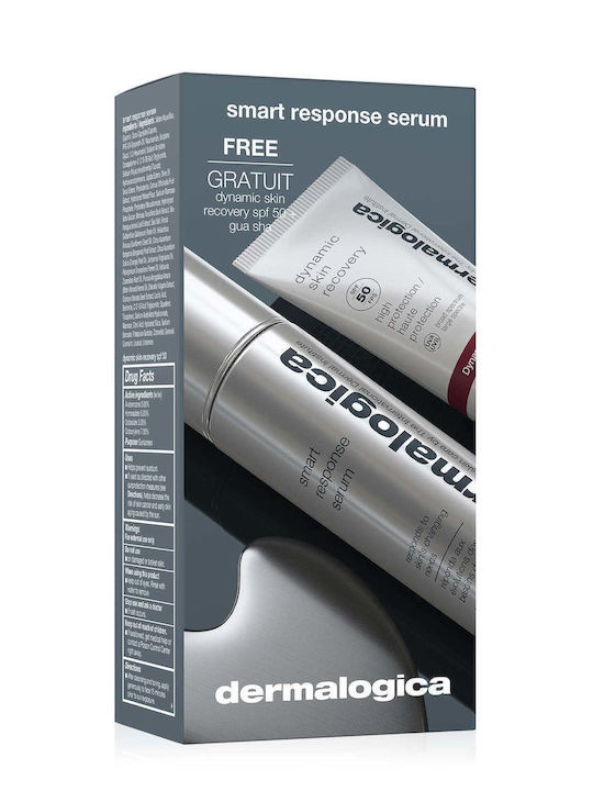Set Dermalogica Smart Response Paraben-free Smoothes Firms & Hydrates Day Serum Face 30 Ml + Dynamic Skin Hydrating Cream Face Spf 50 7 Ml + Gua Sha Lifting Face Massage Stone