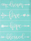 Silk Screen Stencil Sticker 215x275mm Dream Love Hope Blessed