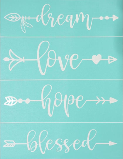 Silk Screen Stencil Sticker 215x275mm Dream Love Hope Blessed