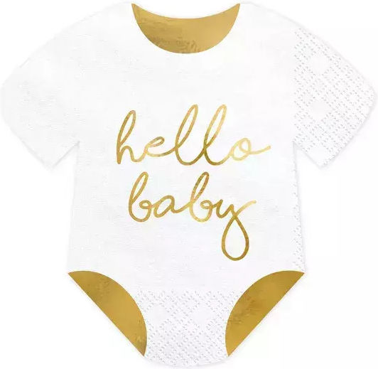 Hallo Baby Servietten Bodysuit Form 16 x 16 cm