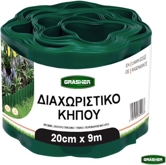 Grasher Μπορντούρα Κήπου σε Πράσινο Χρώμα 20cm x 9m