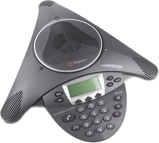 Polycom Soundstation Ip 6000 конферентен телефон Poe LCD дисплей Sip обхват 4 метра до 10 участници в конференция черен