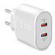SBS Charger Without Cable with 2 USB-C Ports 20W Power Delivery Whites