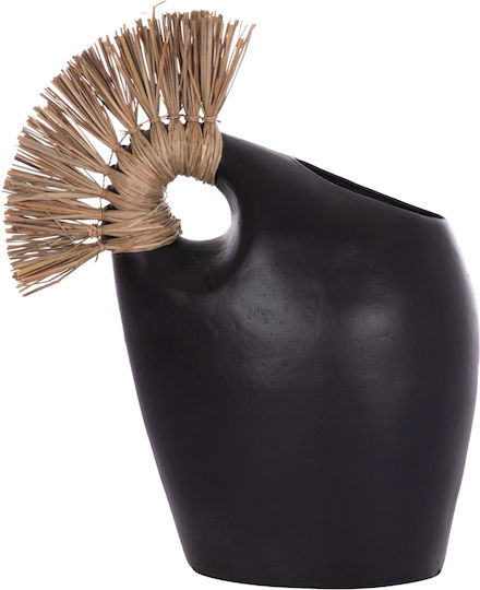 Tabletop Decor Fb94671.01 Black Terracotta & Grass--44x18x50cm
