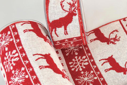 Polyesterstoff Weihnachtsinspiration Weiß-Rot 4,5 m Rot