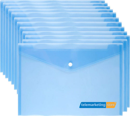 Transparent Plastic Clip Folders & Blue Logo 23x16 cm 12 Pieces