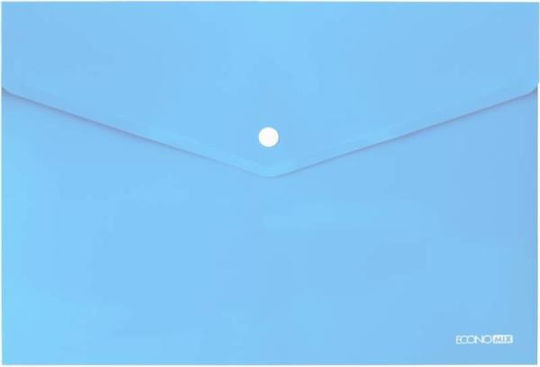 Mapă transparentă PP Economix cu buton 24x33cm albastru pastel