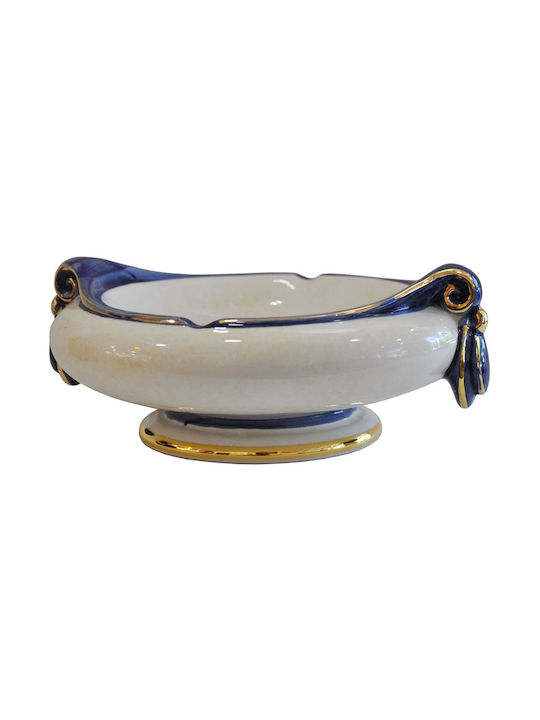 Porzellan Aschenbecher Beige-Blau 21x19x8cm Sinialo 5901364