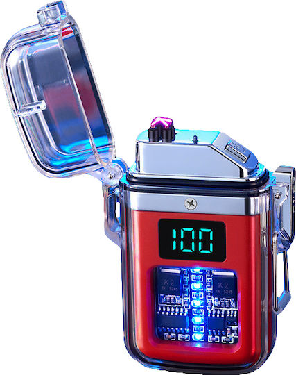 Th-613 LED Wiederaufladbares Wasserdichtes Plasma-Feuerzeug Typ-C Rot