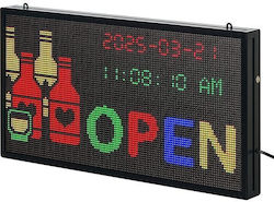 Semn luminos LED programabil 64x128 px Bluetooth USB P5, policrom, IP65, aluminiu ABS, 670x350x55 mm
