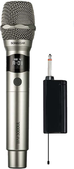 Sonic Gear WM 3000UL Ασύρματο Μικρόφωνο Χειρός για Φωνητικά σε Ασημί Χρώμα Palladium