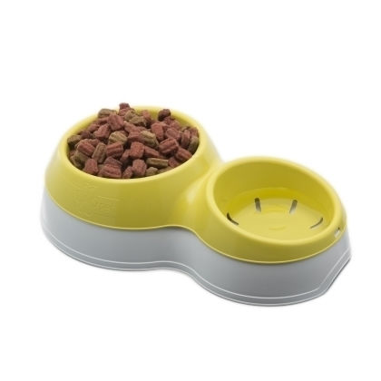 Bama Kunststoff Schalen Futter & Wasser für Hund & Katze auf Basis von 2x in Gelb Farbe