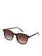 Unisex Sunglasses with Brown Horn-Rimmed Frame and Brown Lens