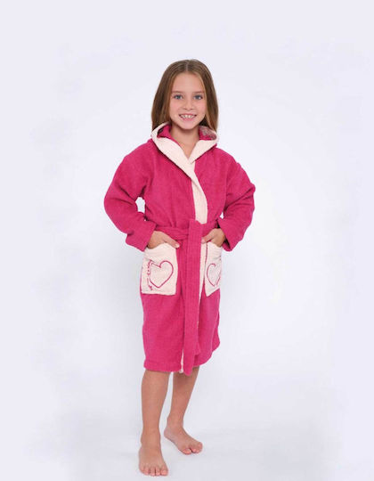 Muydemi Kids Hooded Bathrobe Fuchsia