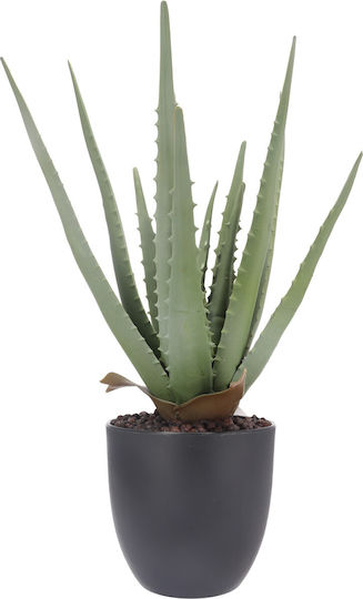 Artificial Aloe Plant In Pot 45 Cm Tall Green Lifelike Decoration