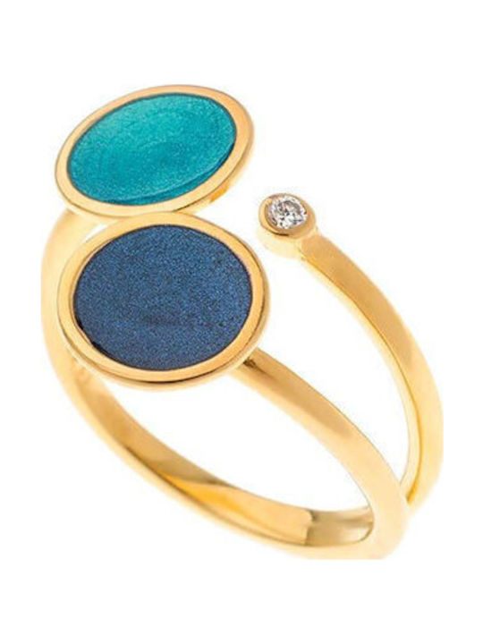 Arteon Damen Ring mit Zirkonia & Emaille aus Silber Vergoldet