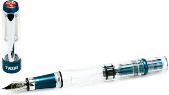 Twsbi Diamond Писалка Medium 1.1mm Синя от Алуминий с Синьо Мастило