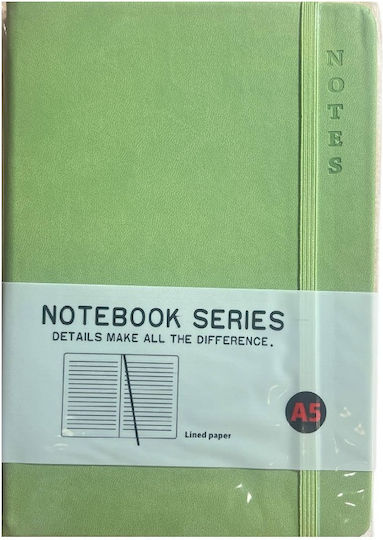 Malliaris Paideia Notebook A5 80 Sheets Ruled with Rubber Band Green