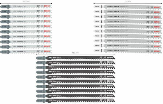 Bosch T-shank Saw Blade Set Pro Wood Metal Rough Cut 100mm 30pcs