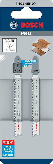 Lamă de ferăstrău Bosch T-shank pentru laminat, tăiere curată, T101bif, 83mm, set 5 bucăți