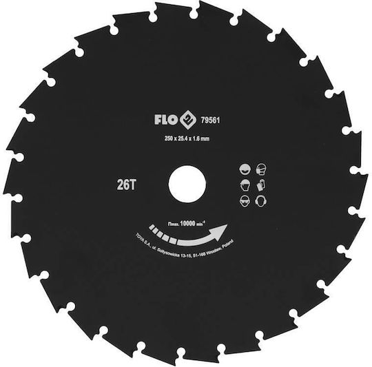 Flo Cutting Disc Metal Hole Diameter 250mm with 26 Teeth 1pcs