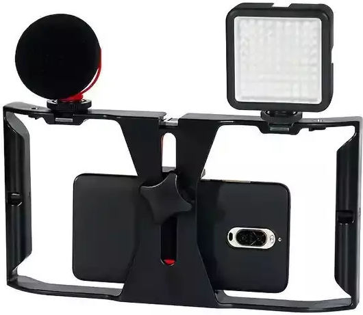 Professional Phone Frame Stabilizer Stand Handheld with 5 Microphone Positions Light Q723 OEM